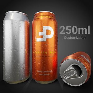 Sleek 250ml Beverage Can Open and Closed Tabs with Droplets