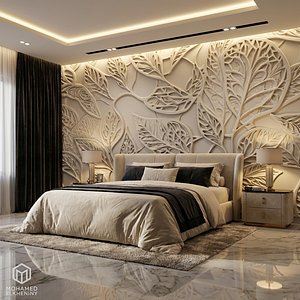 modern panel wall decor set relief stl mural CNC 276