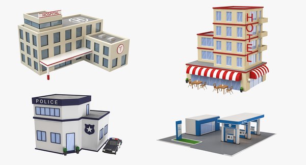 3D cartoon buildings hotel hospital model - TurboSquid 1405679 3D cartoon buildings hotel hospital model - TurboSquid 1405679