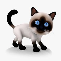 Rigged Cartoon Cat 01 Siamese Kitty