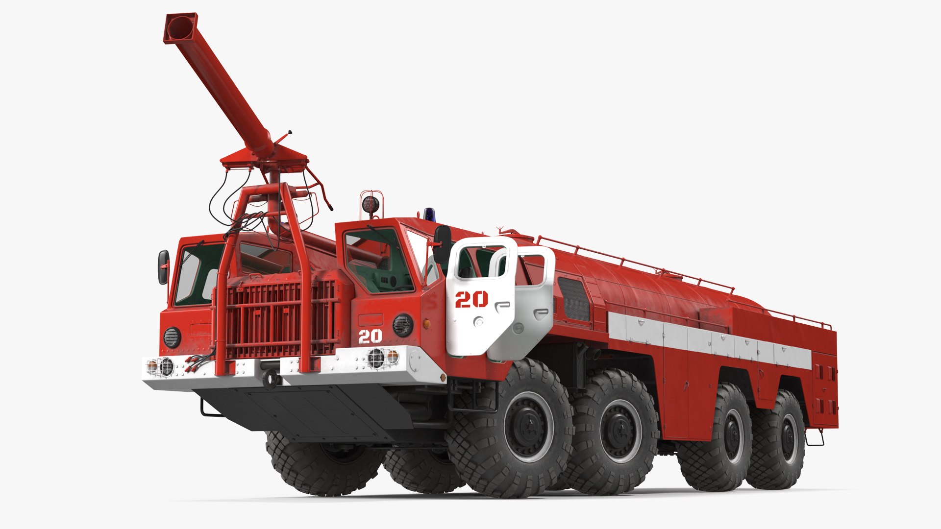 Airport Fire Fighting Vehicle MAZ AA 60 Rigged 3D model preview
