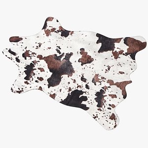 3D Brown and White Spotted Cowhide Rug
