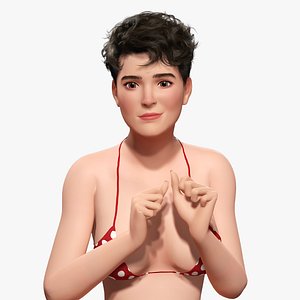 Short Hair Bikini Model Stylized 3D Female Character