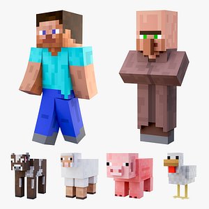 Minecraft Farm Life Survival Starter Collection Rigged 3D Model Game Ready 4K PBR