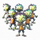 Lot de ballons en aluminium en forme de zombies 01