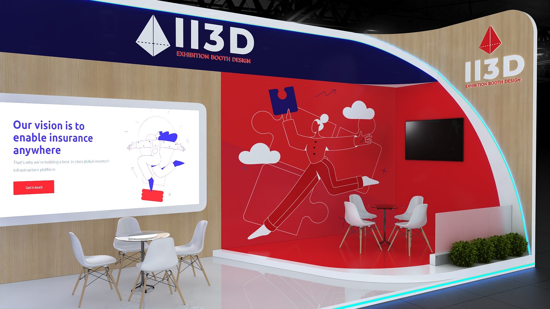 Exhibition Stand Stall Two Side Open 12X3 3D Model - TurboSquid 2163191