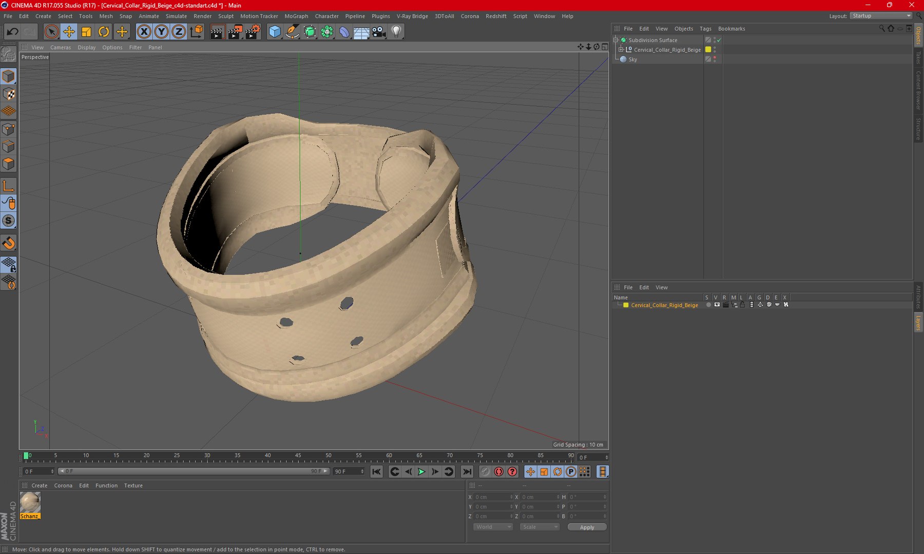 3D Model Cervical Collar Rigid Beige - TurboSquid 2197346
