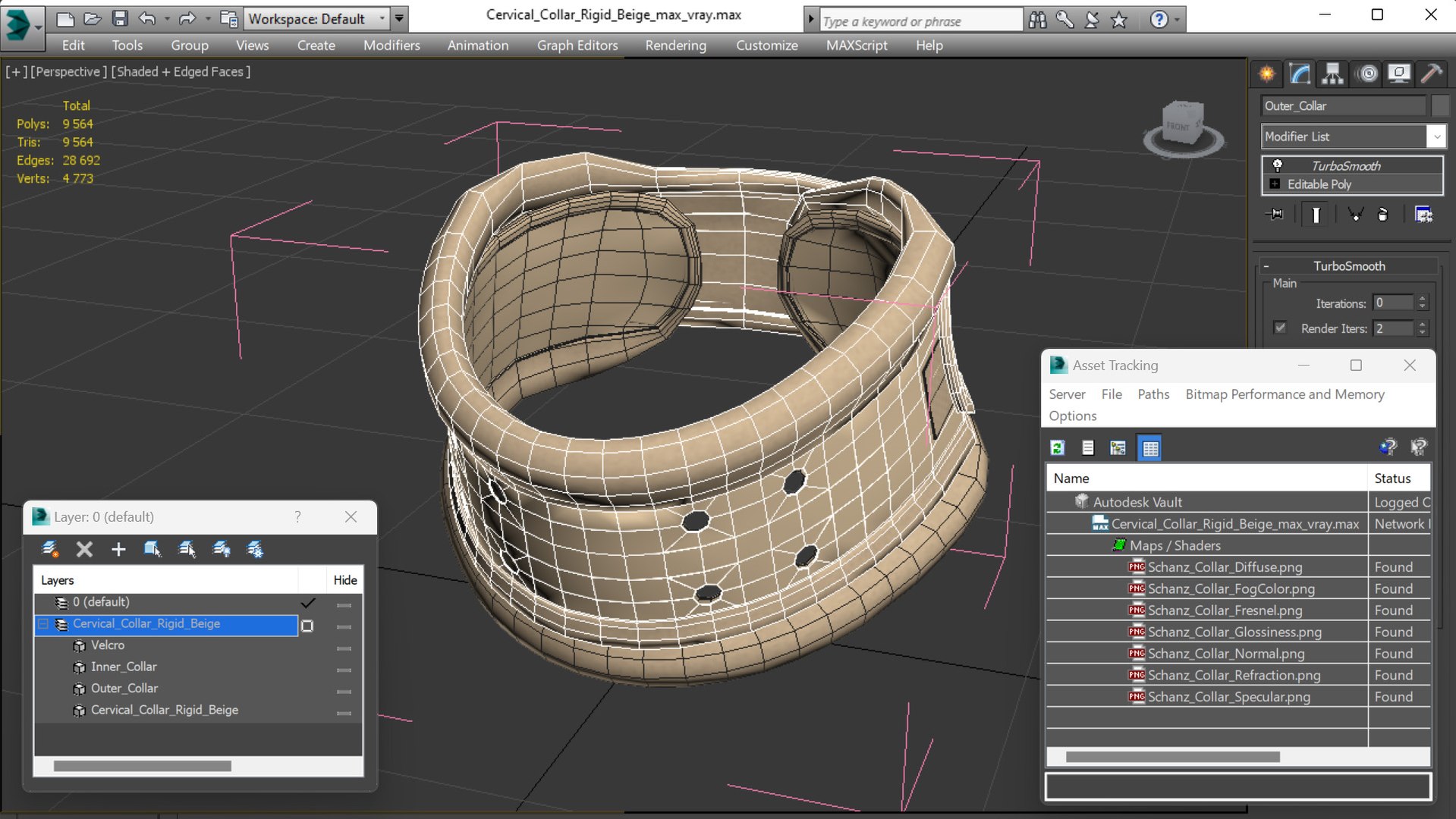 3D Model Cervical Collar Rigid Beige - TurboSquid 2197346