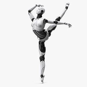3D Female Cyborg Ballerina Pose
