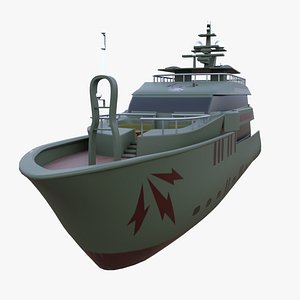 3D model Modern Luxury Motor Yacht Stealth Dark Grey 3D Model