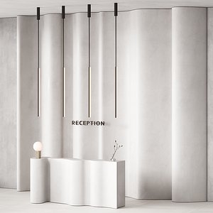 3D model 379 office furniture 17 reception desk 12 double wave with plant