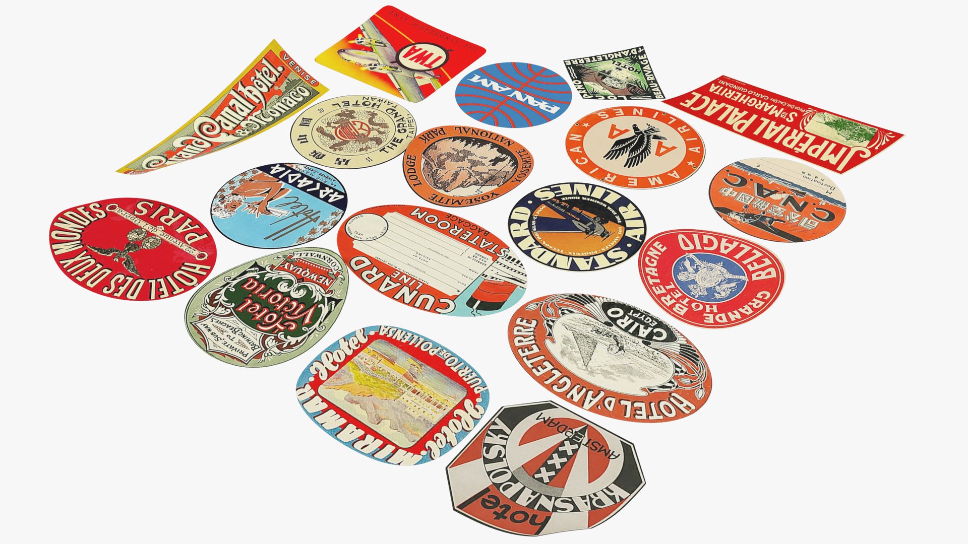 Vintage Luggage Stickers 3D Model - TurboSquid 1474295