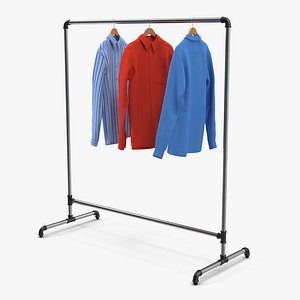 Iron Clothing Rack 5 3D Model