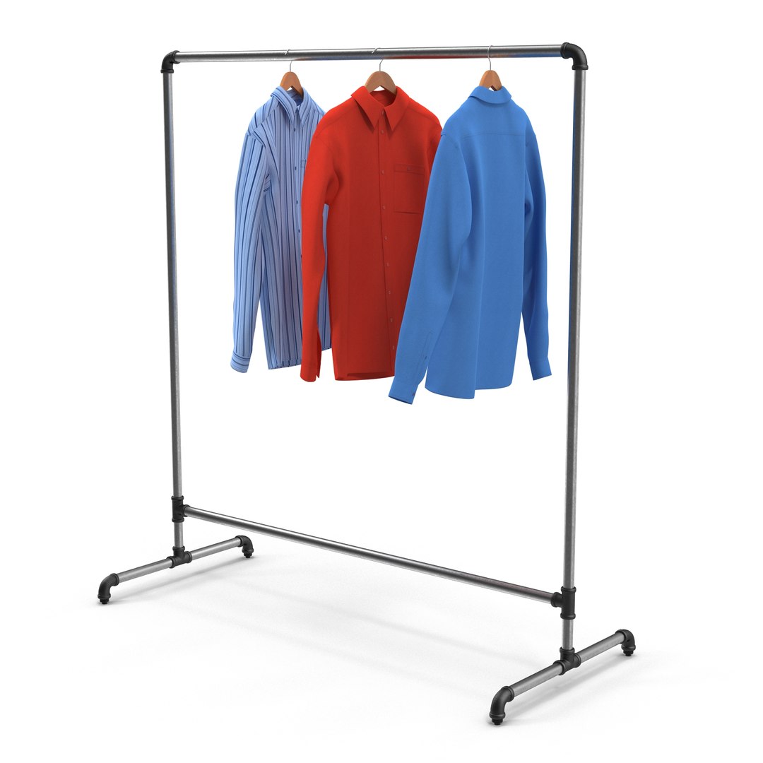 Iron Clothing Rack 5 3D Model 3D model preview