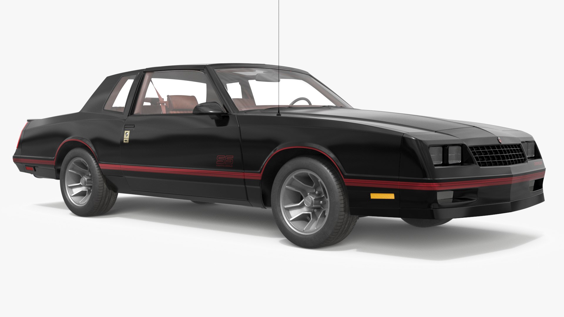 Vintage Chevrolet Monte Carlo SS Coupe Black 3D model preview