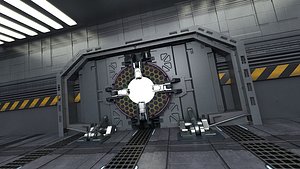 3D Science-fiction Gates space corridors mechanical models model