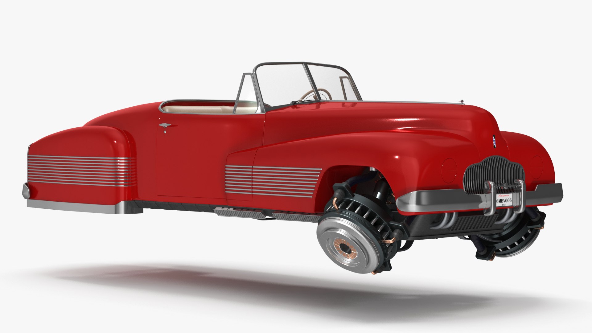 New Retro Futuristic Hovercar Red 3D model preview