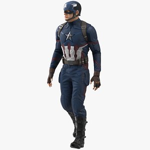 Character Captain America in Shabby Suit Rigged for Cinema 4D 3D
