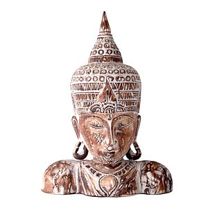 Large Carved White Buddha Head 3D