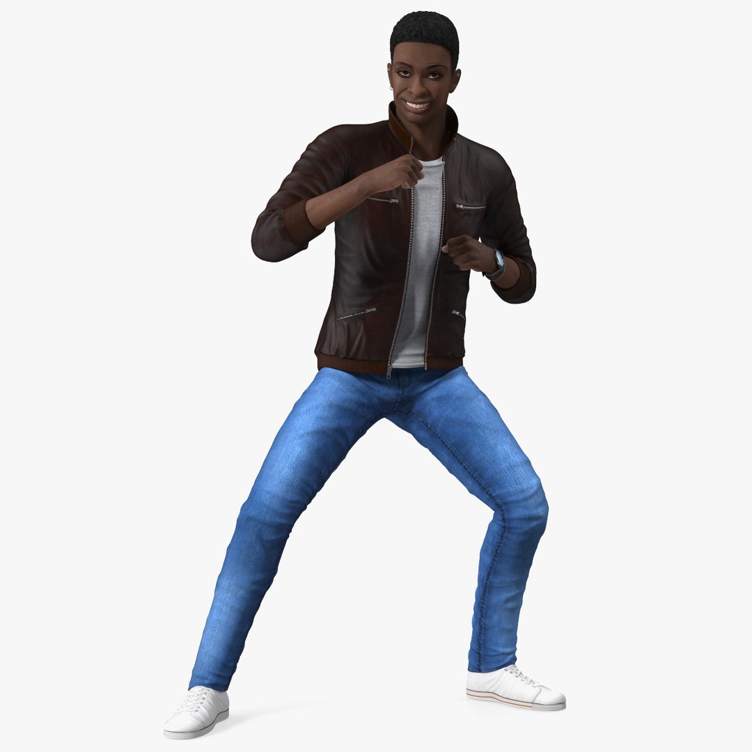 Teenager Dark Skin Street Outfit Dance Pose 3D model preview