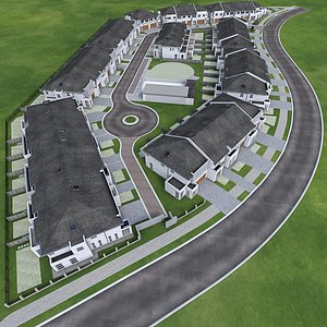 3D model Neighborhood Houses 02