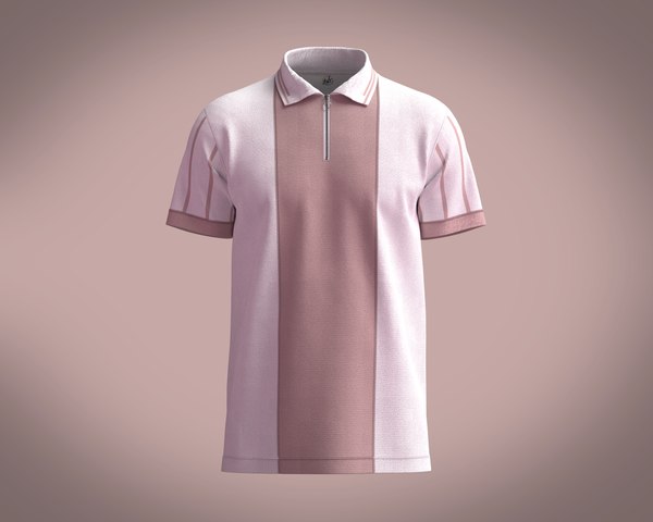 3D Mens Polo Shirt- Dusty Rose