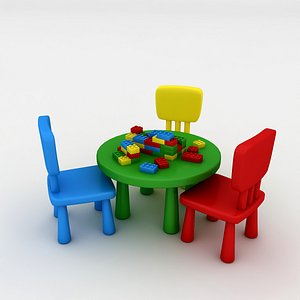 3D kindergarten table chair
