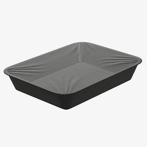 Plastic food container box tray with foil mockup 01