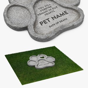 Outdoor Memorial Stone for Pets on Lawn Mockup Fur