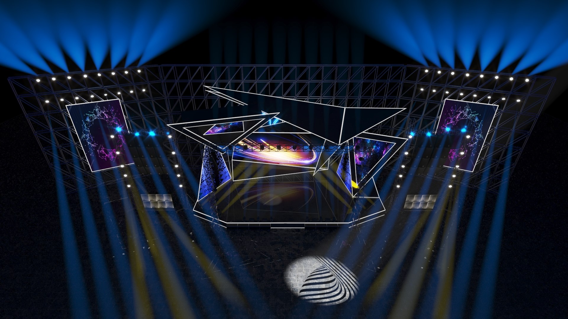 Virtual Stage Truss Meeting Hall Wedding Show Concert V34 3D Model ...