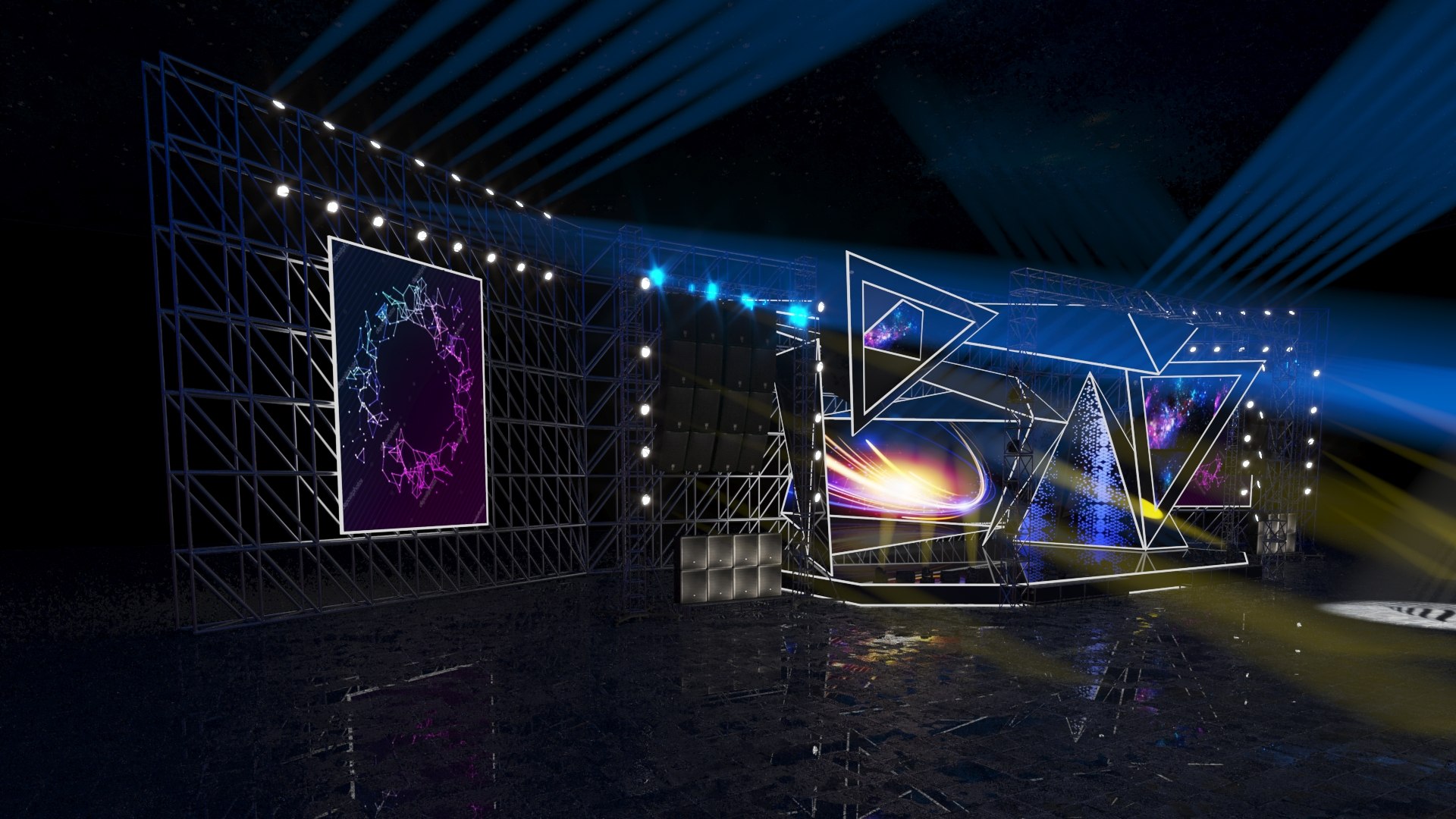 Virtual Stage Truss Meeting Hall Wedding Show Concert V34 3D Model ...