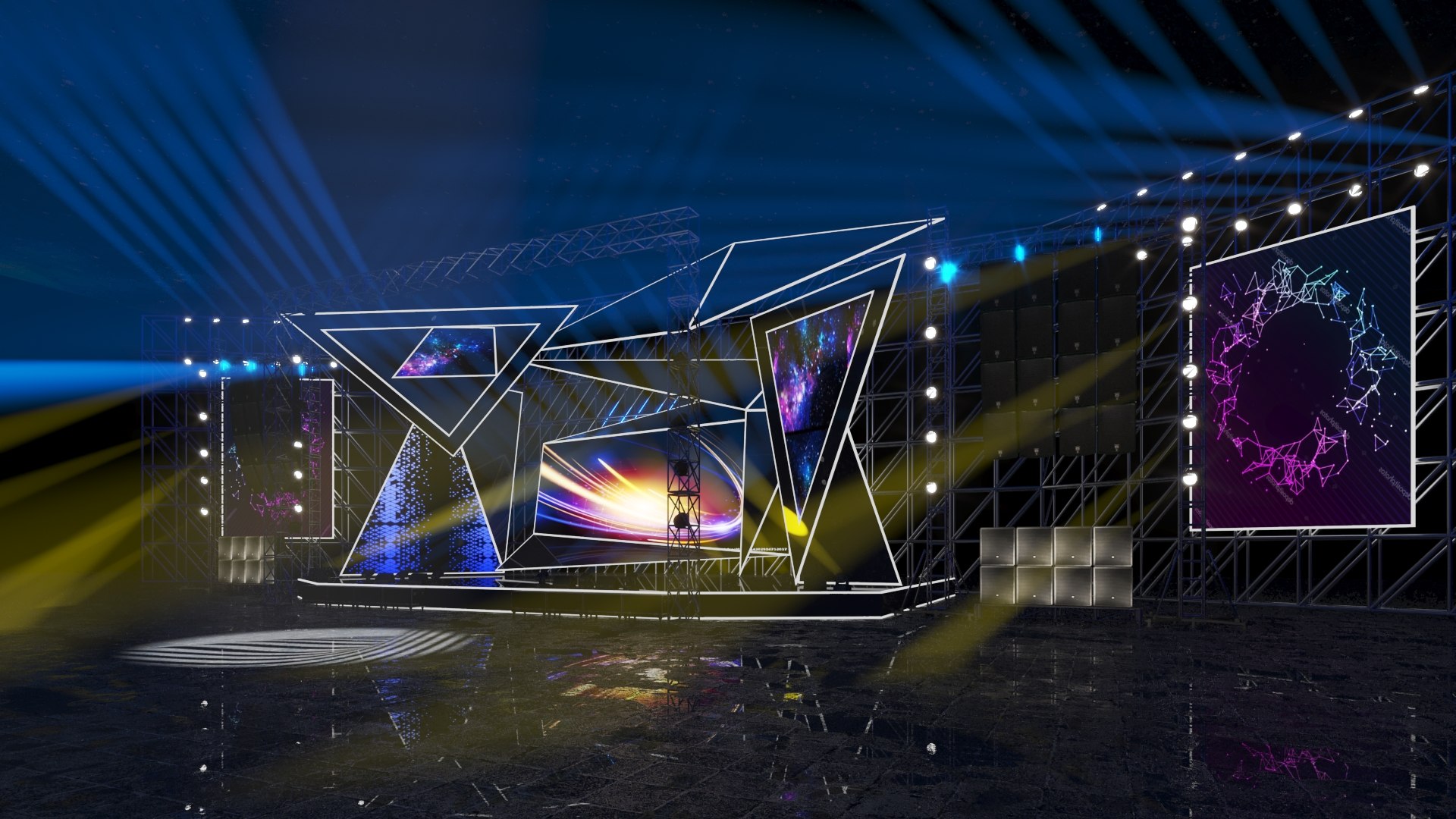 Virtual Stage Truss Meeting Hall Wedding Show Concert V34 3D Model ...