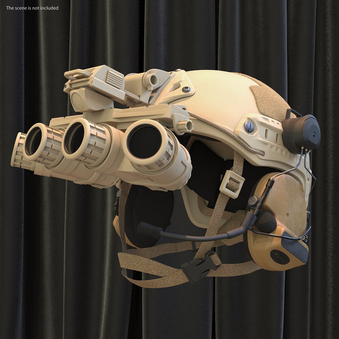 Tactical Helmet Sand Camo with Fur 3D model preview