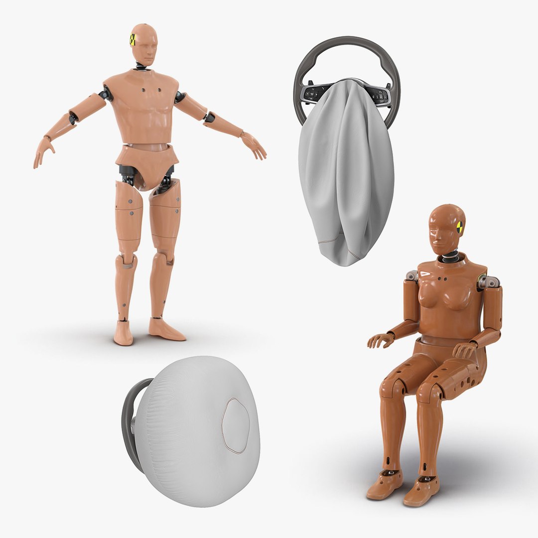 Car Dummy and Steering Wheel with Airbag 3D Models Collection 3D model preview