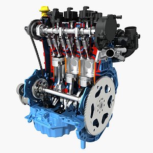 Three cylinder engine Cutaway