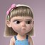 3D cartoon girl rigged