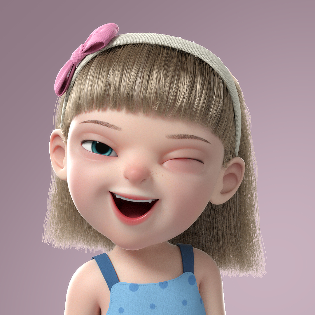 3D cartoon girl rigged - TurboSquid 1317956