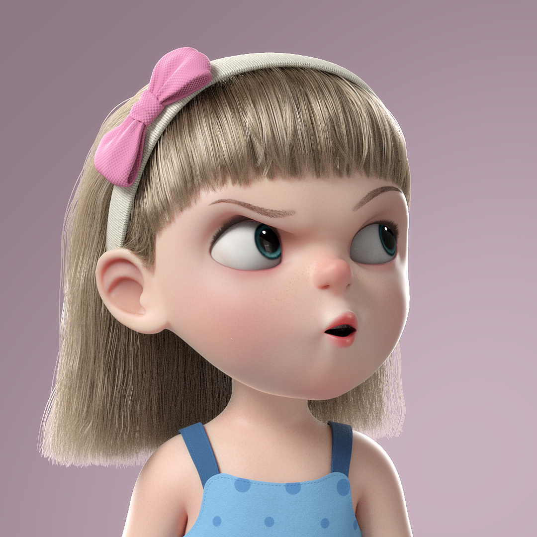 modelo 3d Chica de dibujos animados aparejado - TurboSquid 1317956