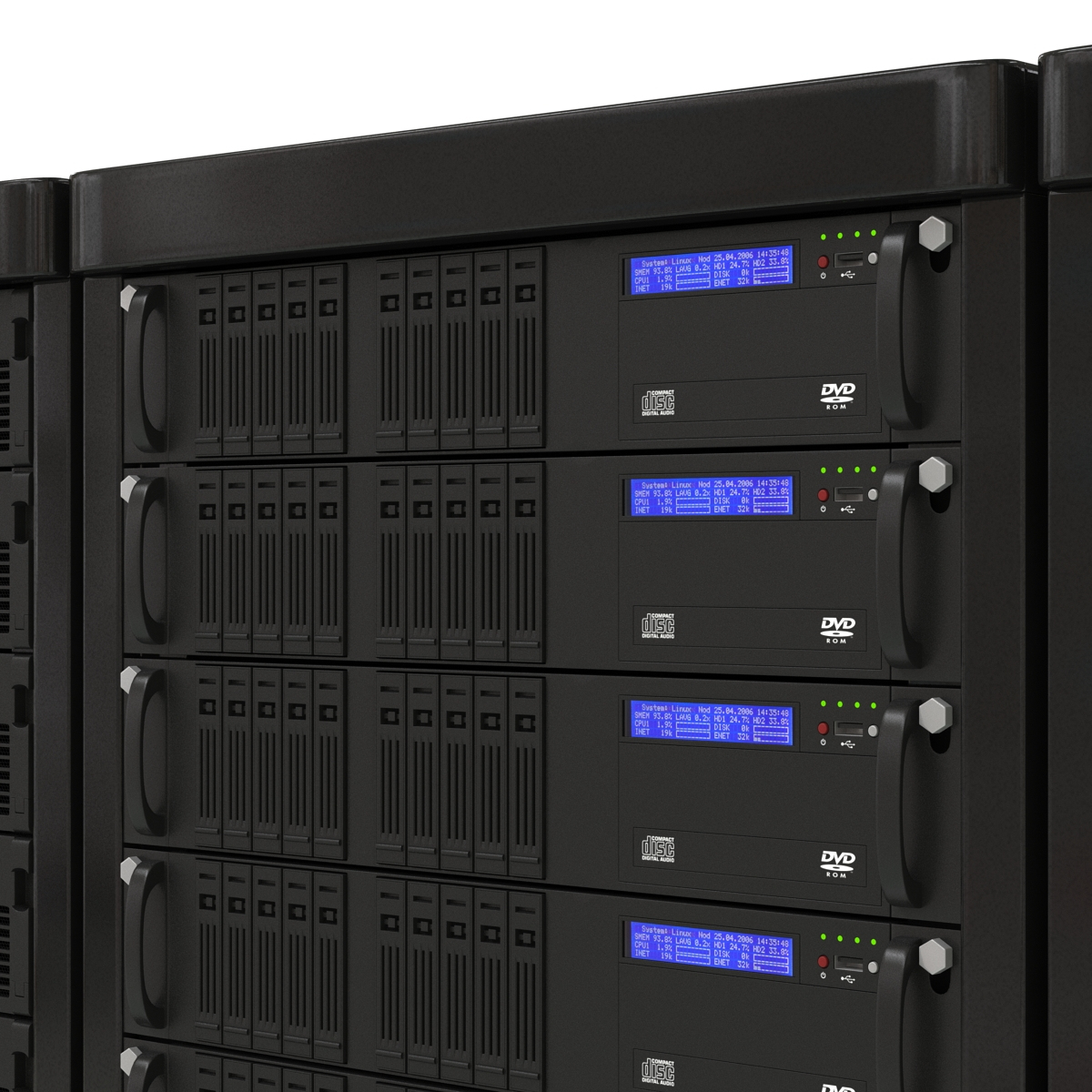 3d model generic server racks set