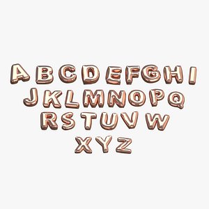 3D Balloons Alphabet Copper