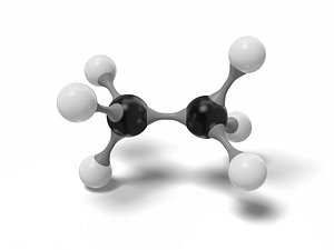 3D ethane molecule c2h6 modeled model