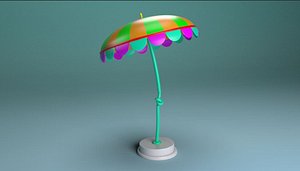 3D cartoon beach umbrella