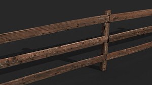 3d model modular wooden fence