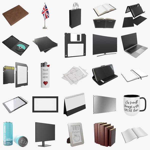 Office desktop mock-up collection 3D model