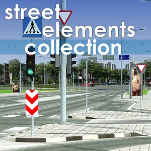 street elements traffic signs 3d max