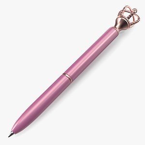 Crown Design Ballpoint Pen Pink 3D model