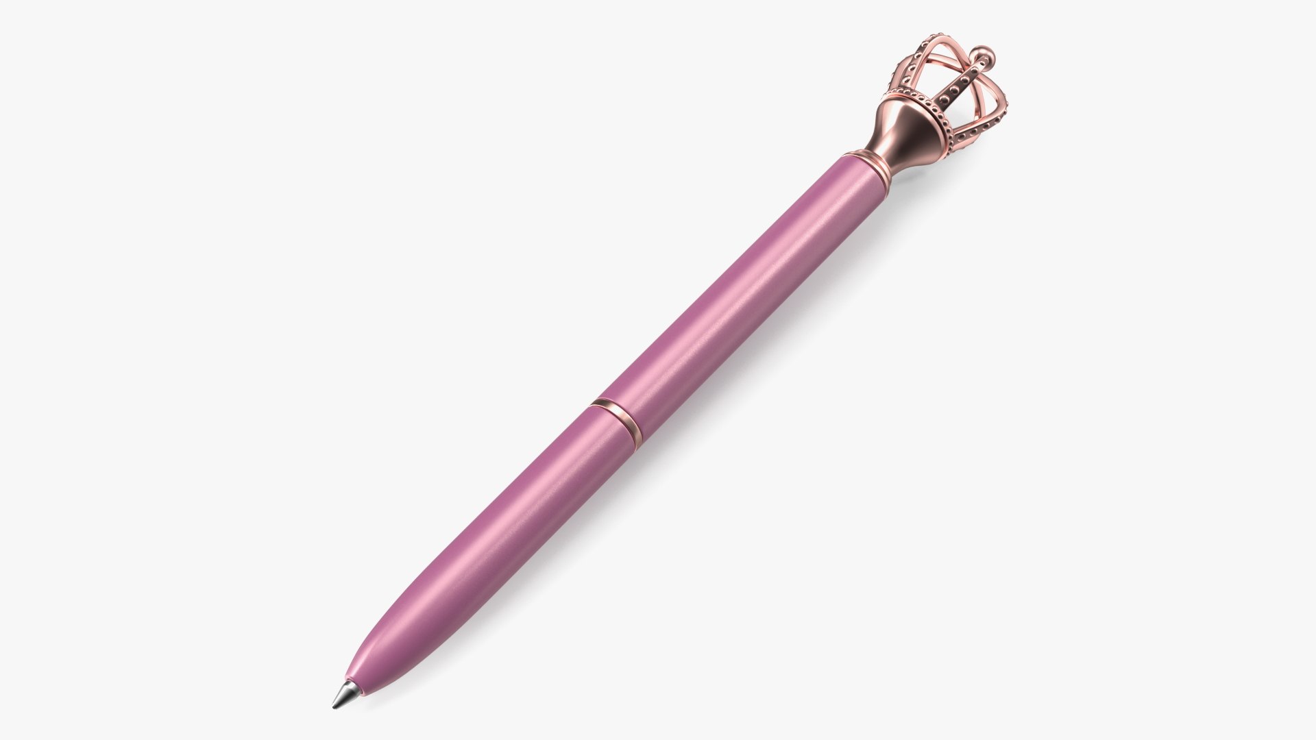 Crown Design Ballpoint Pen Pink 3D model preview