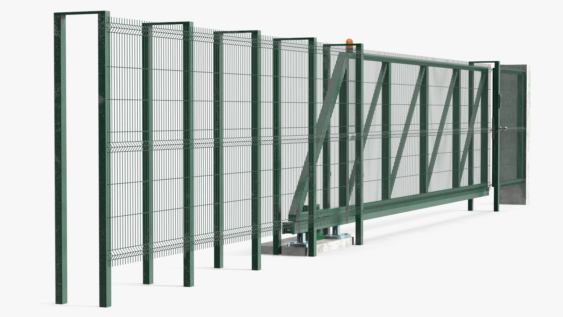 Commercial Chain Link Gates Green 3D model preview