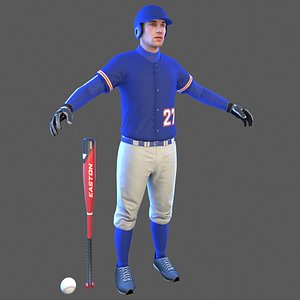 baseball player bat ball 3D model