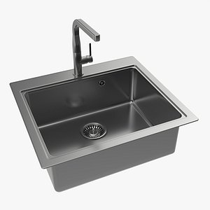 Kitchen Sink Faucet 14 stainless steel 3D model